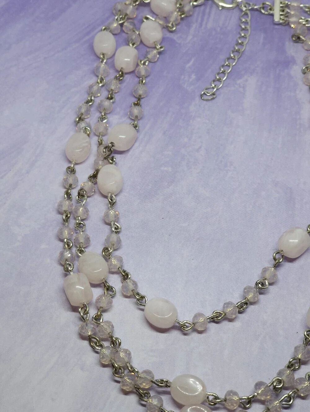 Talbots NWT Multi-Strand Statement Necklace Pink & Silver Tone